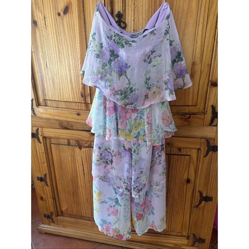 NWT Whimsical FUN ASOS Lilac Floral Tiered Sheer Jumpsuit